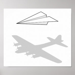 Poster Imagination suractive de l'avion en papier