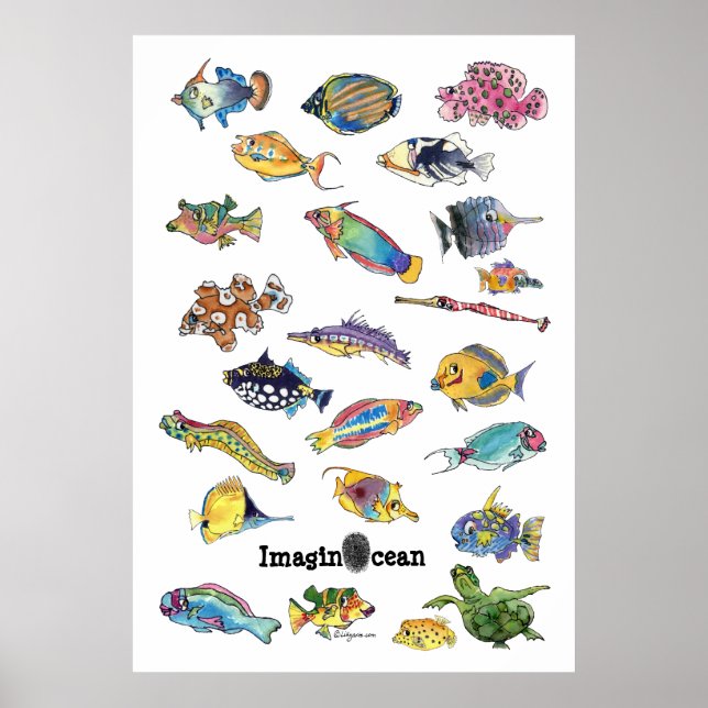 Poster ImaginOcean Cartoon Poisson Art (Devant)