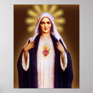 Poster Immaculate Heart of Mary Devotional Image.