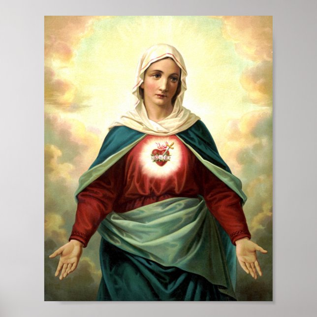 Poster Immaculé Coeur Vierge Marie (Devant)