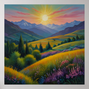 Poster Immense peinture de paysage de montagne