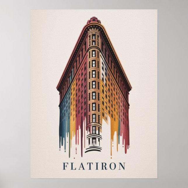 Poster Immeuble Flatiron de style dripping (Devant)