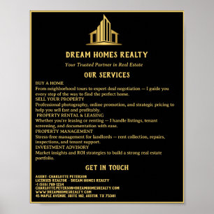 Poster Immobilier Noir & Or 
