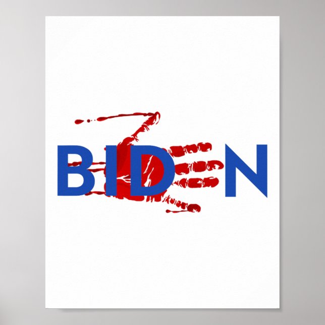 Poster Impeach Biden Squelette sanglant main Halloween (Devant)