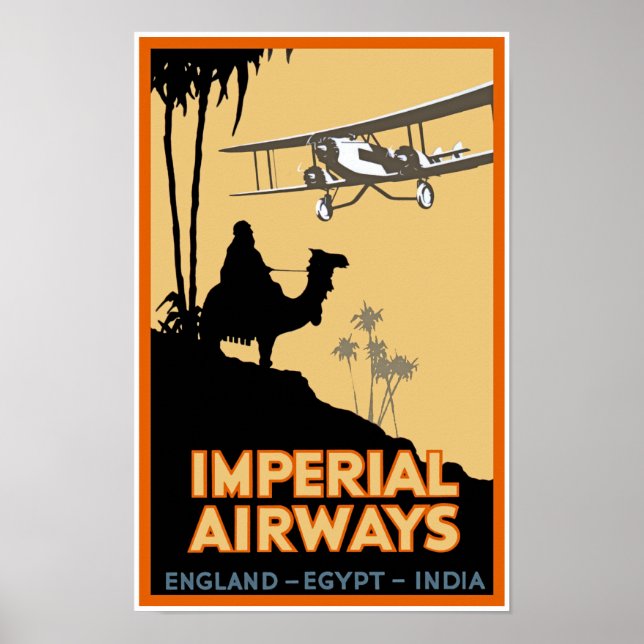 Poster Imperial Airways ~ Angleterre - Égypte - Inde (Devant)