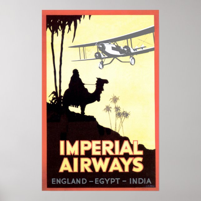 Poster IMPERIAL AVIONS Vol vers Angleterre Egypte Inde Ad (Devant)