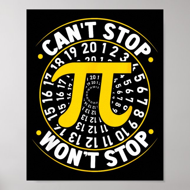 Poster Impossible d'arrêter Pi n'arrêtera pas les maths J (Devant)