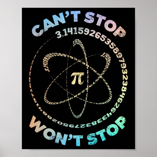 Poster Impossible d'arrêter Pi Wont Arrêter Pi Day Retro  (Devant)
