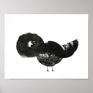 Poster Impression artistique, Oiseau Noir et blanc