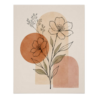 Poster Impression d'art botanique minimaliste en ligne | 