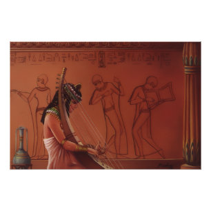 Poster Impression d'art fine d'une joueuse de harpe égypt