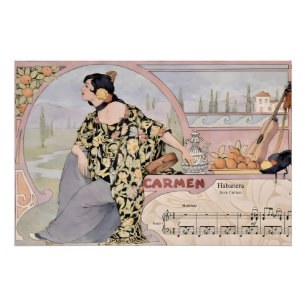 Poster Impression d'Art Nouveau Carmen Habanera – Opéra V
