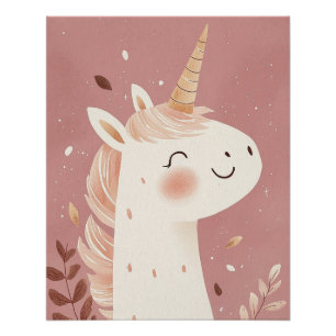 Poster Impression de pépinière pastel de licorne, art mur