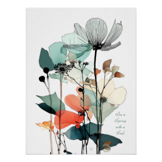 Poster Impression murale florale minimaliste 2