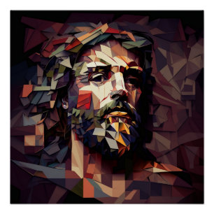 Poster Impression Sur Bois Jésus Christ cubisme