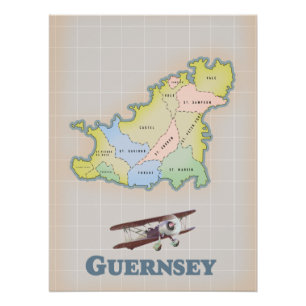 Poster Impression sur toile d'une carte ancienne de Guern