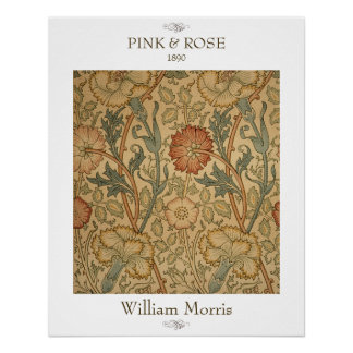 Poster Impression sur toile florale rose et rose William 