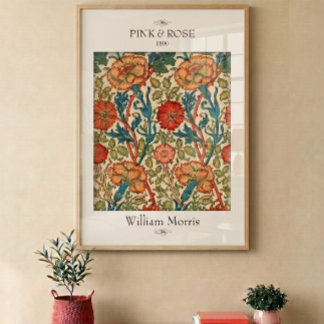 Poster Impression sur toile florale rose et rose William 