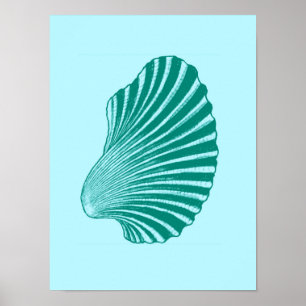 Poster Impression, turquoise et aqua à coque de pétoncle