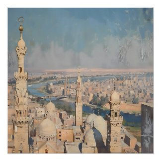 Poster Impressionist painting of Cairo around 1900
