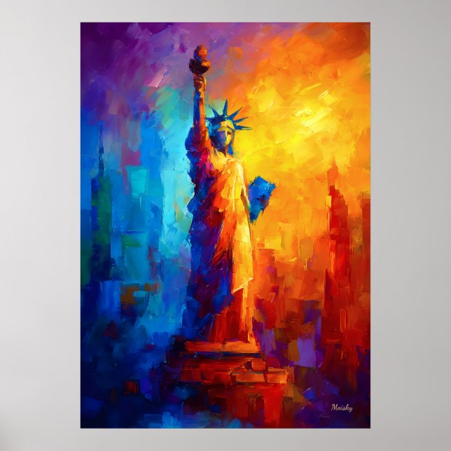 Poster Impressionist Statue of Liberty New York Artwork (Devant)