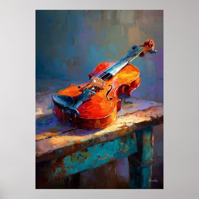 Poster Impressionist Violin Painting Classical Music Art (Devant)