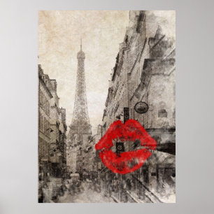 Poster impressionnisme automne paysage paris tour eiffel