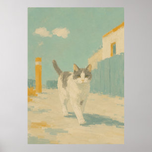 Poster Impressionnisme de chat de rue peinture à l'huile