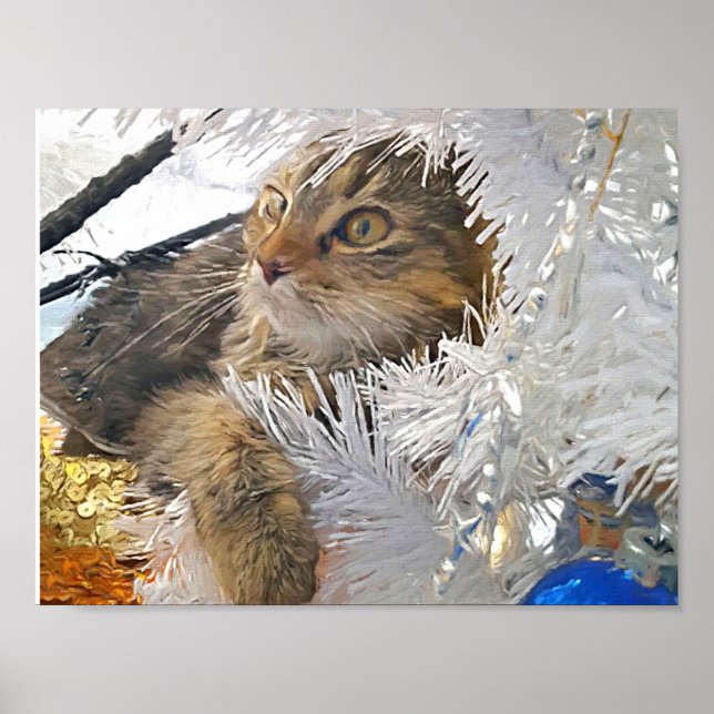Poster Impressionnisme du chat de Noël (Devant)