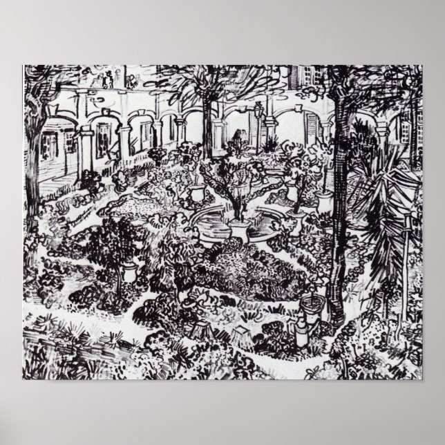 Poster Impressionnisme Vincent Van Gogh Garten des Hospit (Devant)