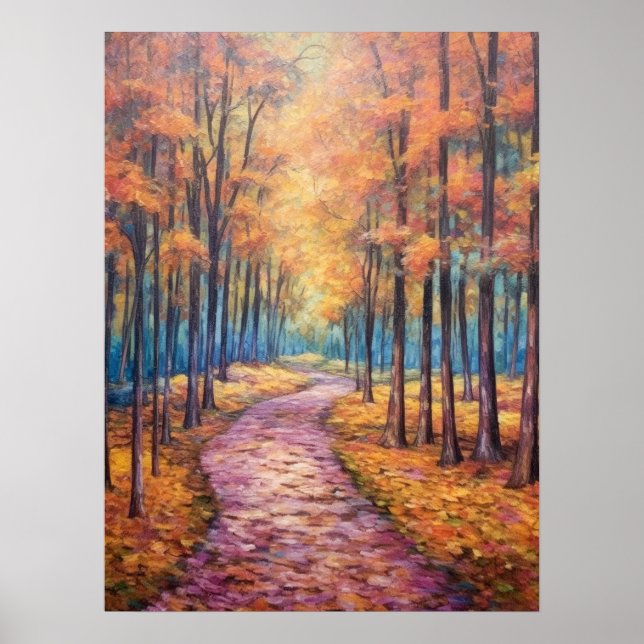 Poster Impressionniste Abstrait Pathway d'automne (Devant)