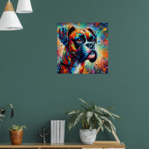 Poster Impressionniste Colorful Pop Art Boxer Chien Peint