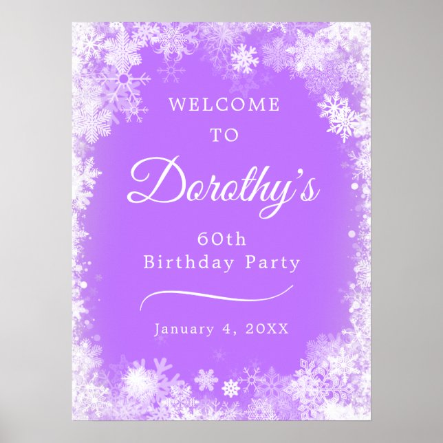 Poster Imprimable 60e anniversaire Snowflake Purple Welco (Devant)