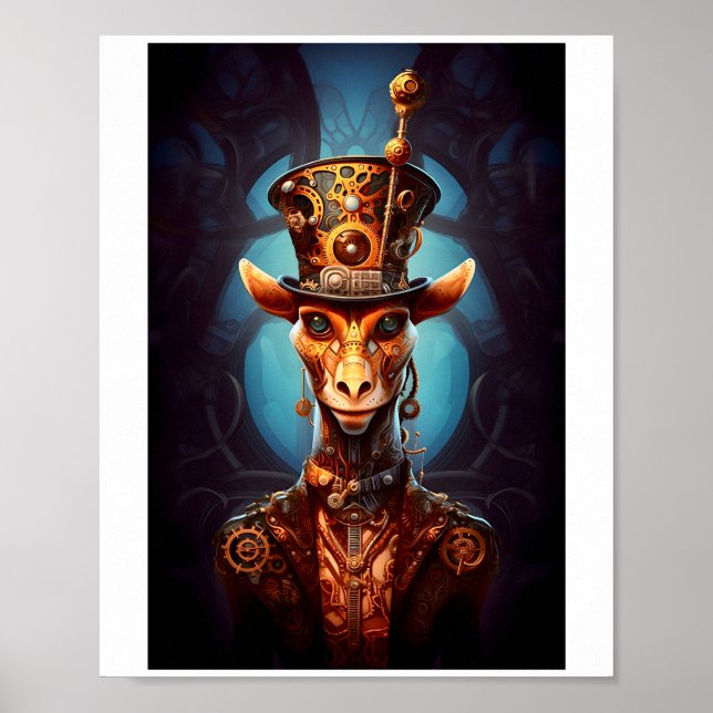 Poster Imprimable Steampunk Funky Giraffe Faux Ink 035 (Devant)