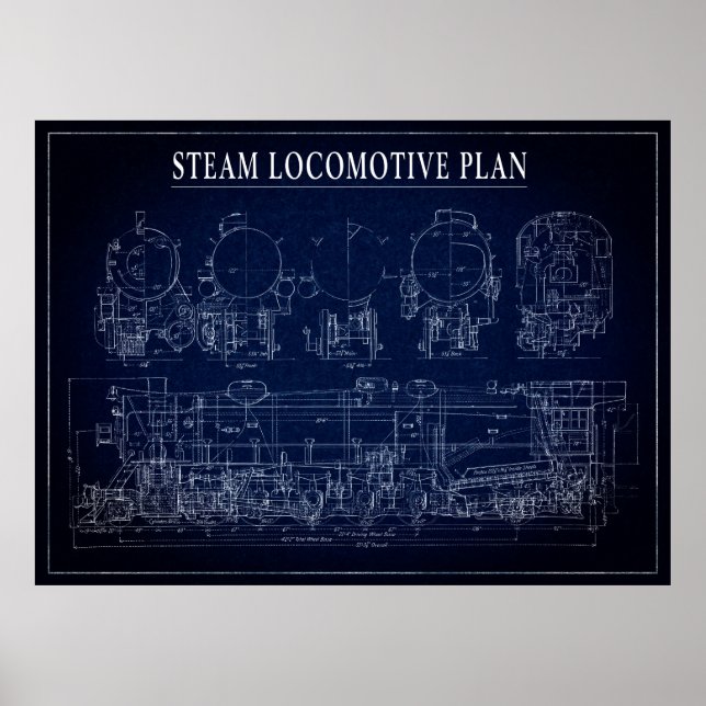 POSTER IMPRIMANTE DE VAPEUR LOCOMOTIVE (Devant)