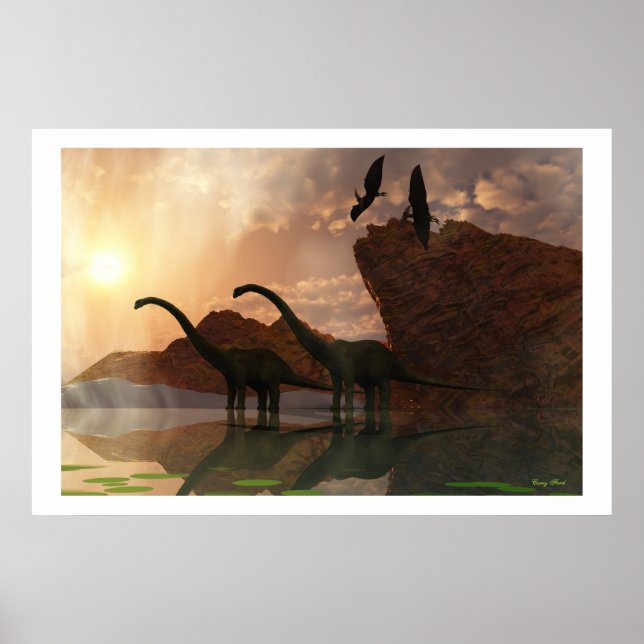 POSTER IMPRIMANTE D'ÉPOQUE DE DINOSAUR (Devant)