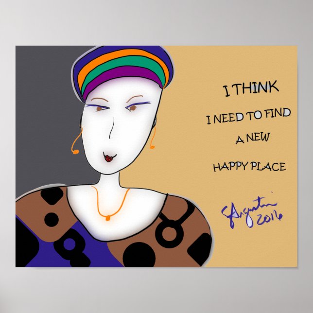 POSTER IMPRIMANTE HAPPY PLACE 11"X14" (FINITION MAJUSCULE (Devant)