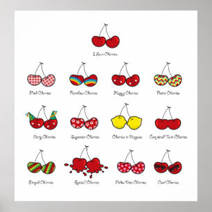 Poster Imprimé artistique pour nurserie : Cerises mignonn