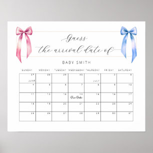 Poster Imprime Baby shower Devis Calendrier Date D'Échéan