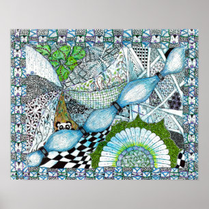 Poster Imprimé Blue Panda World