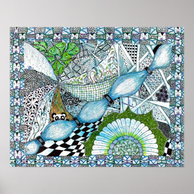 Poster Imprimé Blue Panda World (Devant)