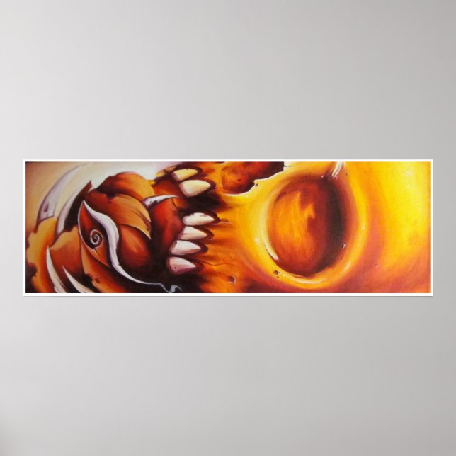 Poster imprimé d'affiche de tatouage crâne et rose (Devant)