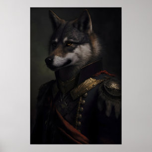 Poster Imprimé d'art de loup militaire de la Renaissance 