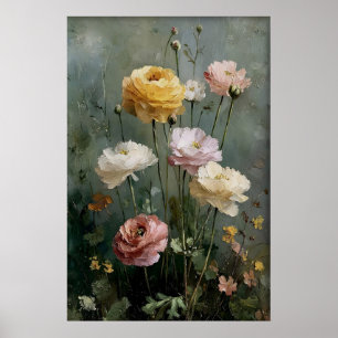 Poster Imprimé d'art mural Ranunculus, Antique Spring