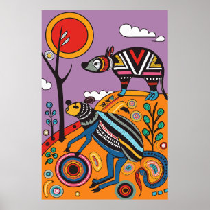 Poster imprimé d'art tribal autochtone