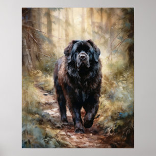 Poster imprimé de l'art chien de Terre-Neuve