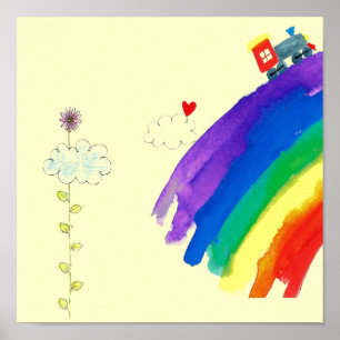 Poster imprimé de train arc-en-ciel customisé