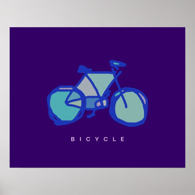 Poster imprimé décoratif bleu vélo (Devant)