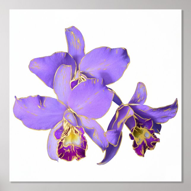 Poster imprimé du groupe d'orchidées violettes dro (Recto)