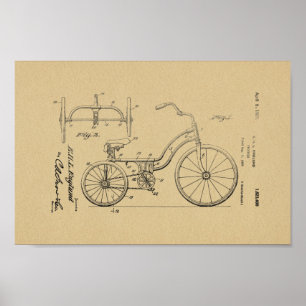 Poster Imprimé en 1925 Vintage Tricycle Patent Art